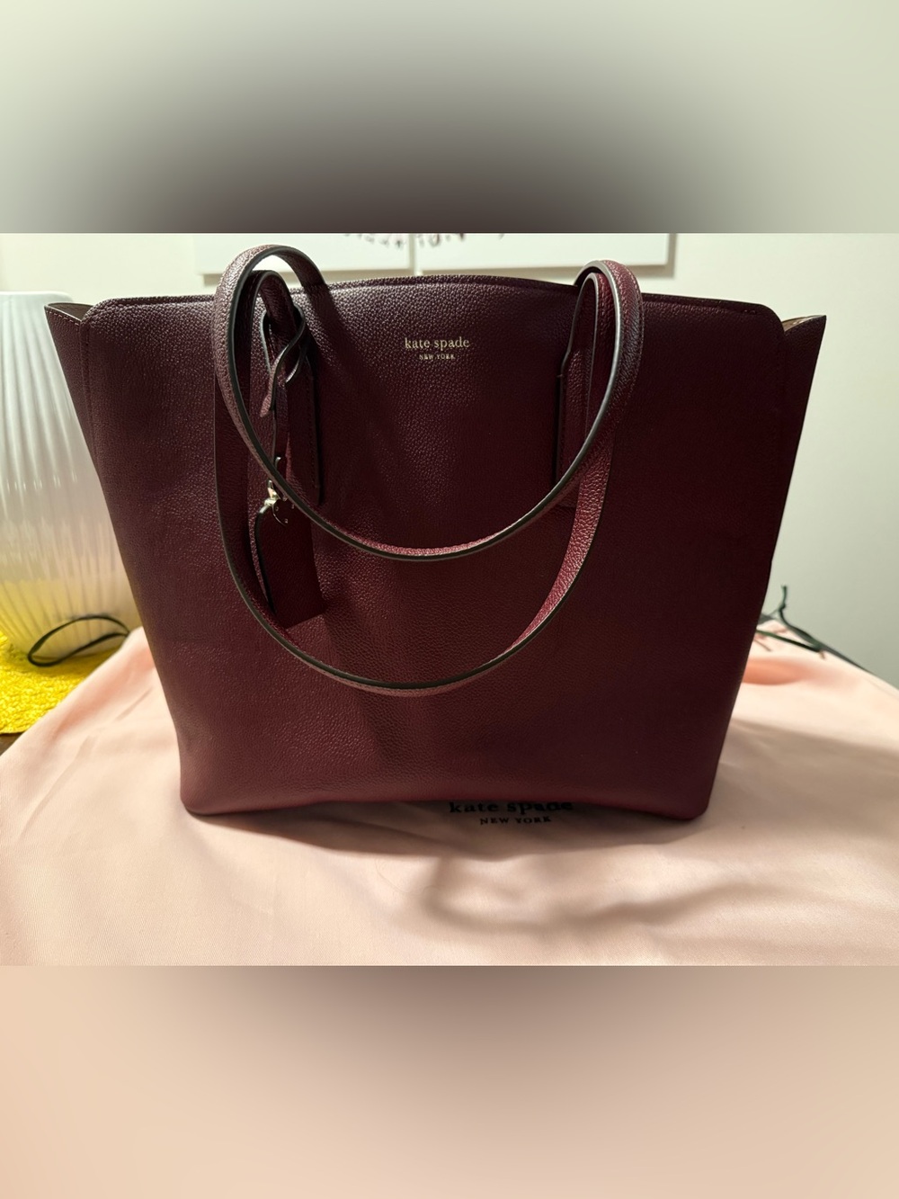 kate spade Burgundy/Deep Wine Pebbled Leather Tote